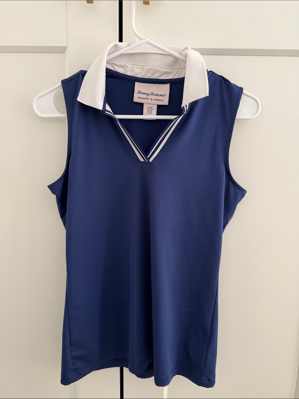 Tommy Bahama Navy Sleeveless Polo Tank with White Collar